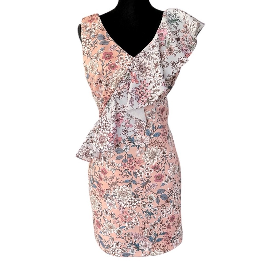 Alexa Admor Floral Tank Ruffle mini sleeveless Dress size 14 new cocktail party